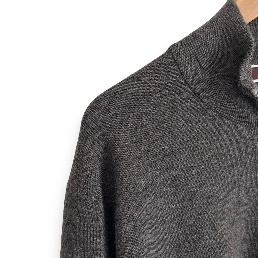 Michael Kors Men’s Charcoal Grey Heathered Wool Blend 1/2 Zip Sweater XL - Picture 3 of 6
